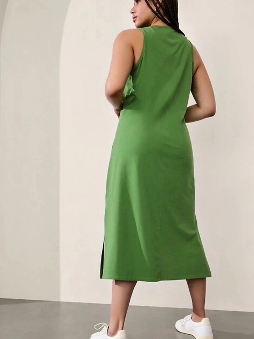 Athleta Essential Midi Scoop Dress Green Size Small